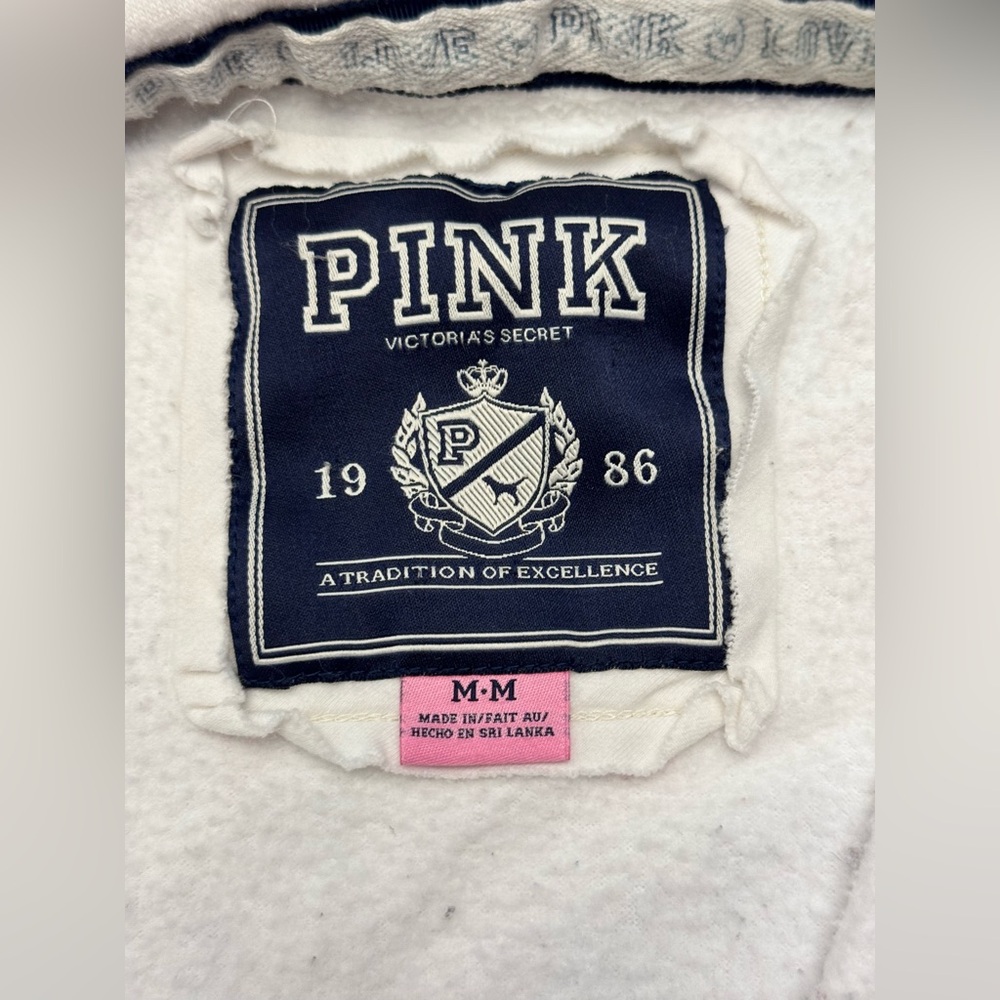 VS PINK VINTAGE Y2K FULL ZIP HOODIE WHITE RAINBOW BLING LOVE BROKEN HEART RARE M - Picture 9 of 11